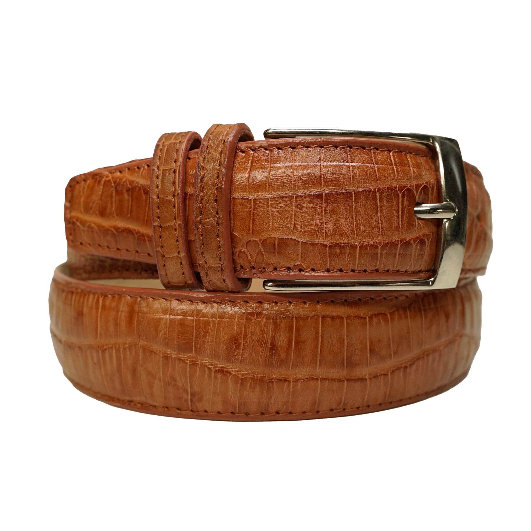 Los Altos Cognac Caiman Crocodile Belt
