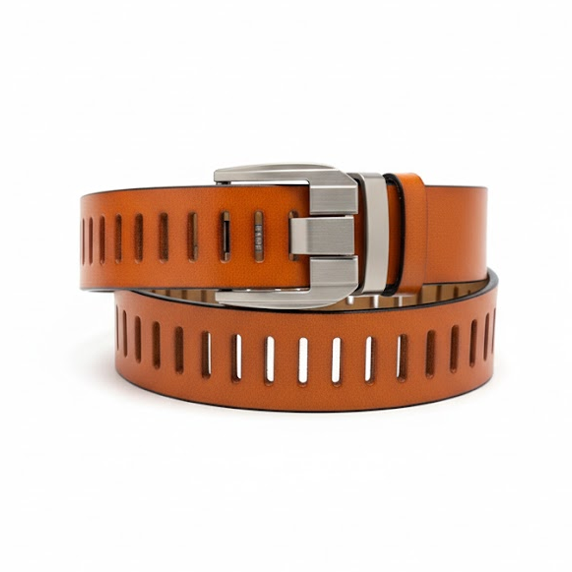 Kashani Cognac Leather Micro-Adjustment Belt