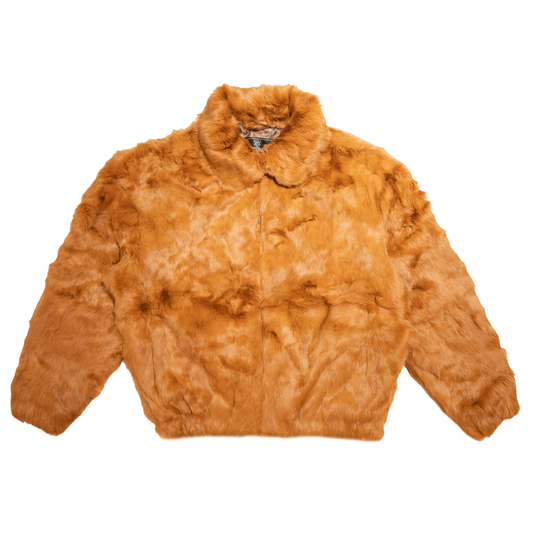 Winter Fur Men's Whiskey Rabbit Fur Hooded Bomber Jacket - Dudes Boutique