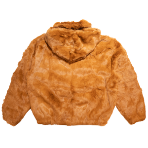 Kashani Men’s Whisky Rabbit Fur Hooded Bomber Jacket - Dudes Boutique