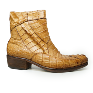 Calzoleria Toscana Cognac Hornback Alligator Ankle Boots - Dudes Boutique