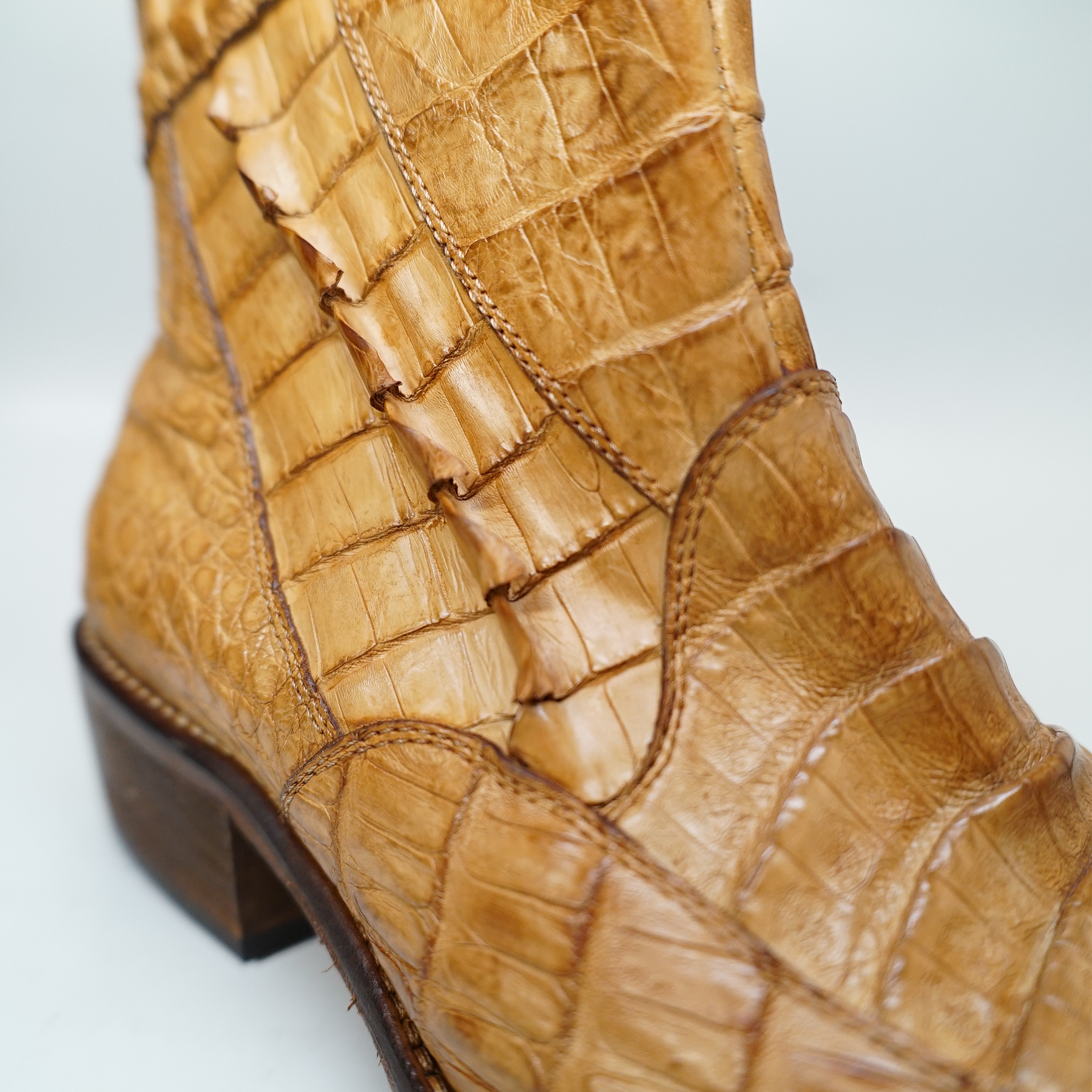 Calzoleria Toscana Cognac Hornback Alligator Ankle Boots - Dudes Boutique