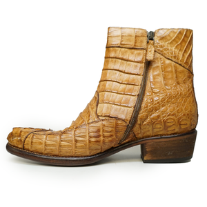 Calzoleria Toscana Cognac Hornback Alligator Ankle Boots - Dudes Boutique