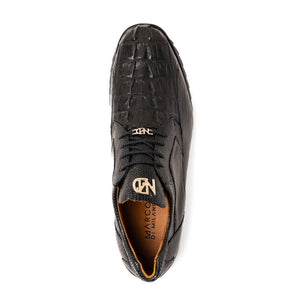 Marco Di Milano Crater Black Crocodile / Lizard Derby Sneakers - Dudes Boutique