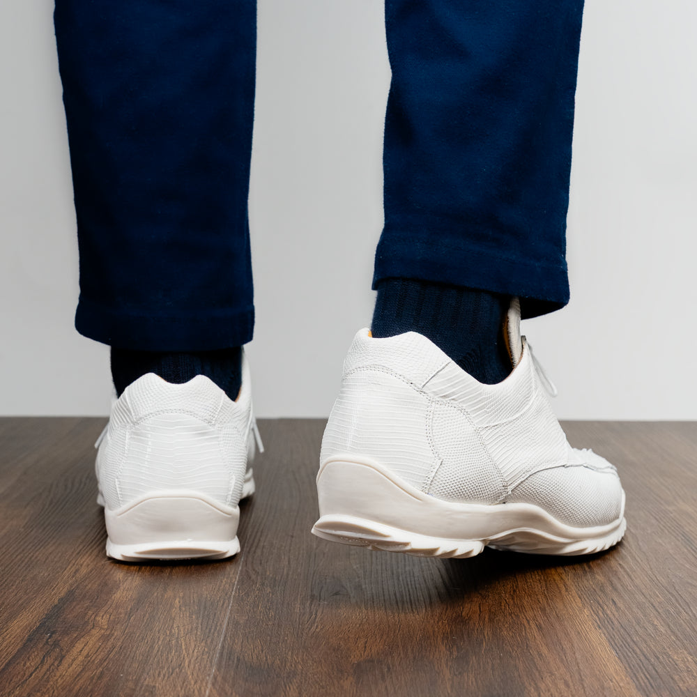 Marco Di Milano Crater White Crocodile / Lizard Derby Sneakers