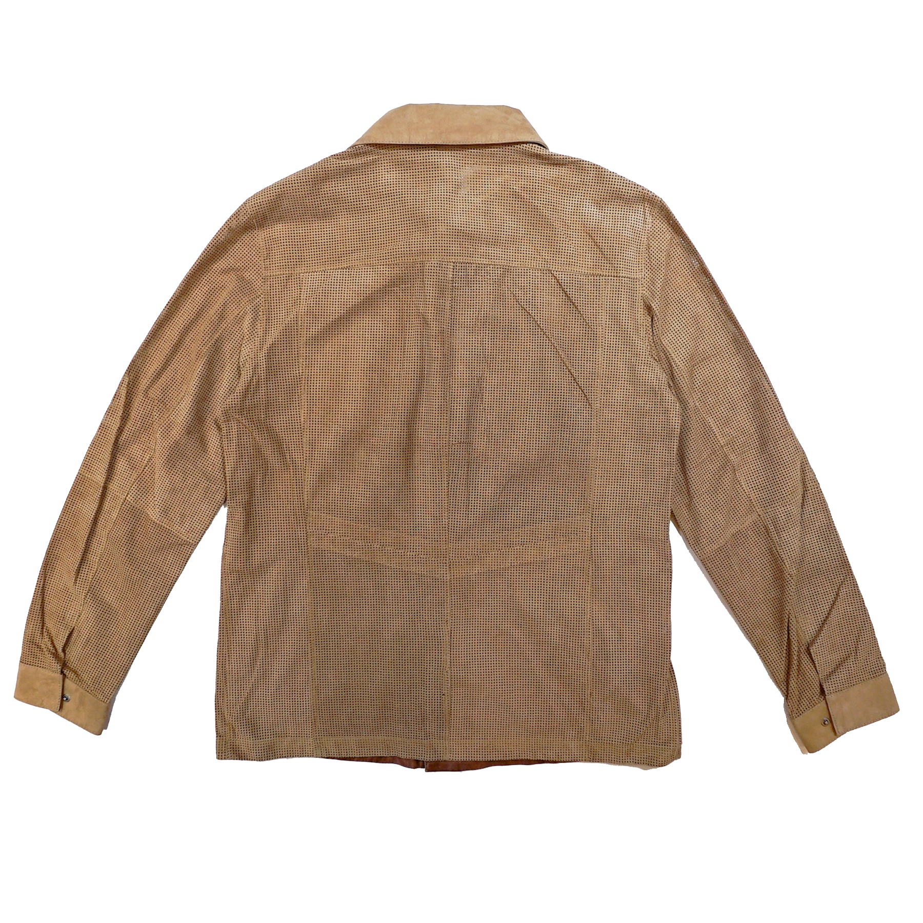 Kashani Men's Brown Perforated Suede Button Up Shirt - Dudes Boutique