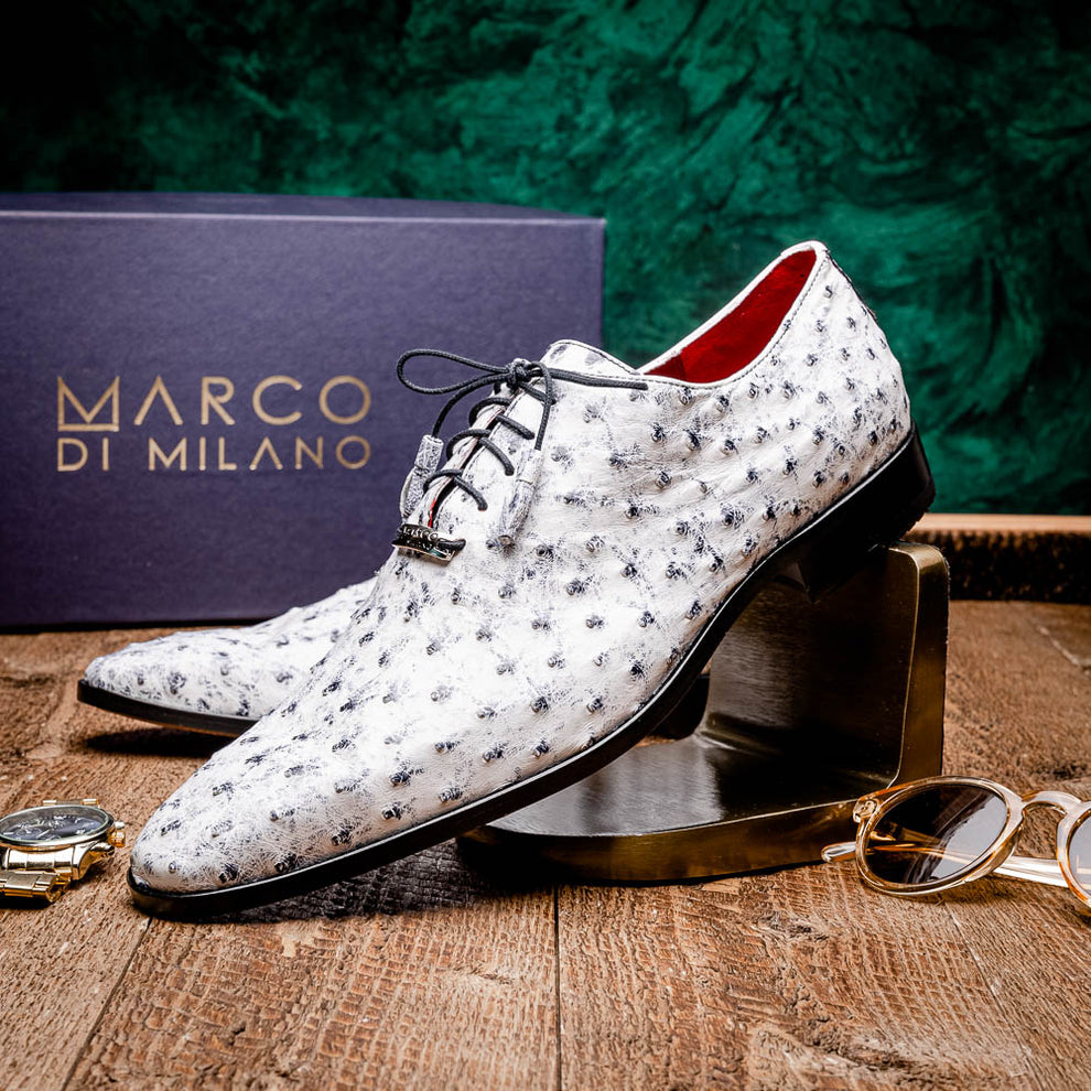 Marco Di Milano Criss Newspaper Ostrich Quill Dress Shoes - Dudes Boutique