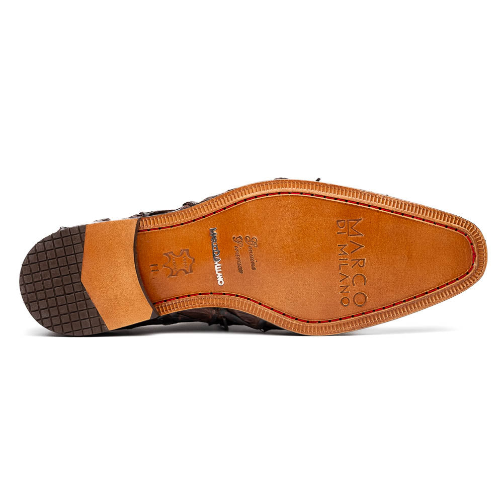 Marco Di Milano Olivieri Brown Pirarucu Oxford Dress Shoes - Dudes Boutique