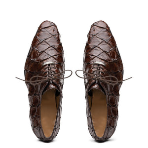 Marco Di Milano Olivieri Brown Pirarucu Oxford Dress Shoes - Dudes Boutique