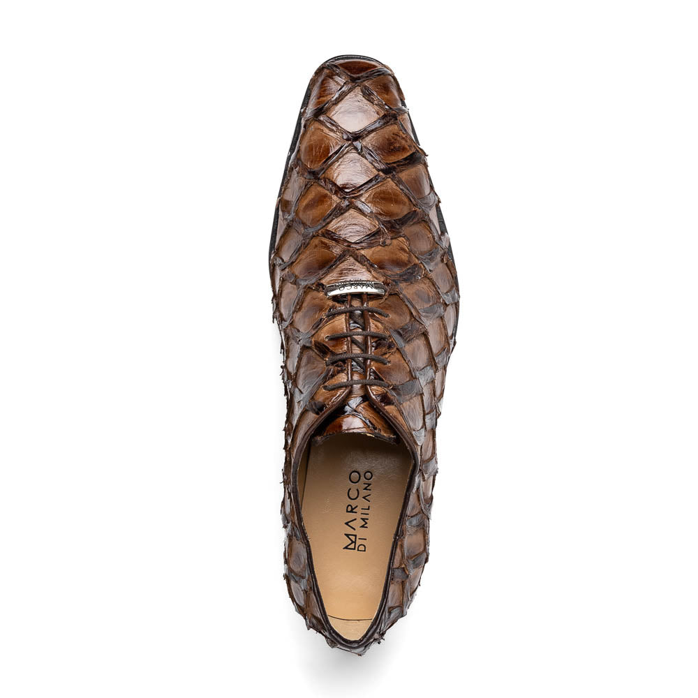 Marco Di Milano Criss Clear Brown Pirarucu Oxford Dress Shoes - Dudes Boutique