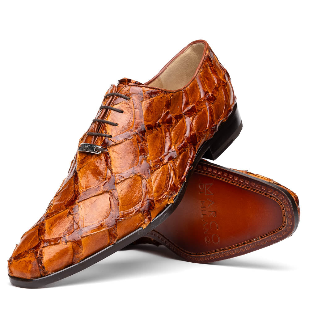 Marco Di Milano Olivieri Cognac Pirarucu Oxford Dress Shoes - Dudes Boutique