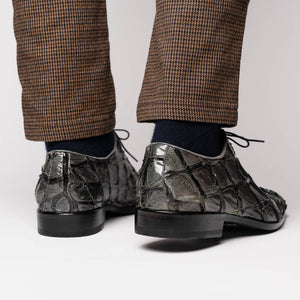 Marco Di Milano Olivieri Grey Pirarucu Oxford Dress Shoes - Dudes Boutique