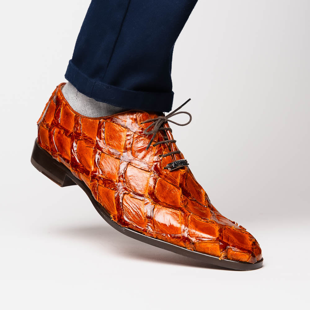 Marco Di Milano Criss Cognac Pirarucu Oxford Dress Shoes - Dudes Boutique