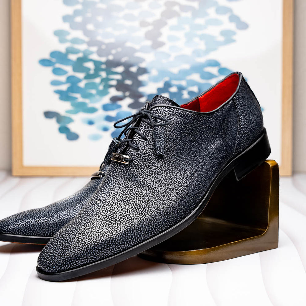 Marco Di Milano Criss Black Stingray Oxford Dress Shoes - Dudes Boutique