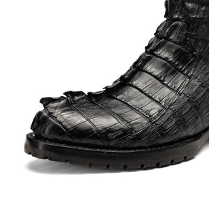 Marco Di Milano Marlboro Black Hornback Crocodile Tail Tractor Sole Cowboy Boots - Dudes Boutique