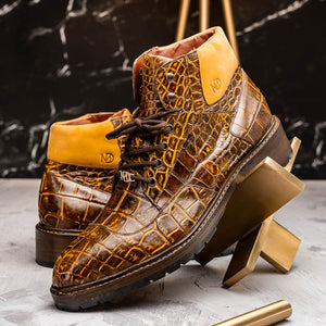 Marco Di Milano Potenza Mustard/Brown Alligator Boot - Dudes Boutique