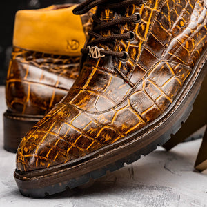 Marco Di Milano Potenza Mustard/Brown Alligator Boot - Dudes Boutique