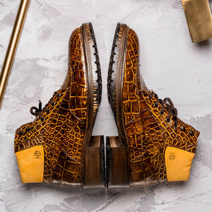 Marco Di Milano Potenza Mustard/Brown Alligator Boot - Dudes Boutique