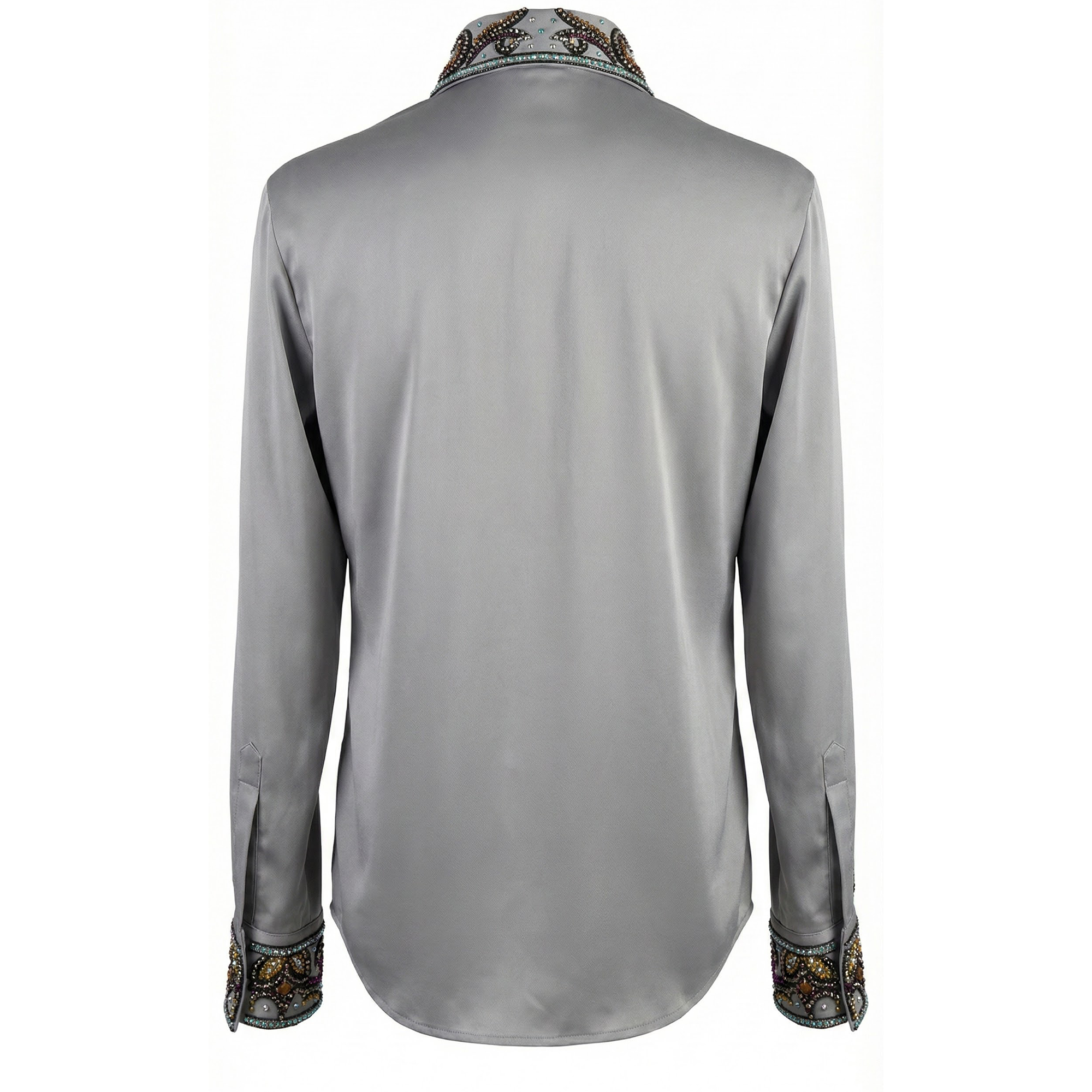 Kashani Grey / Multi Hyper Crystal Zip Up Shirt