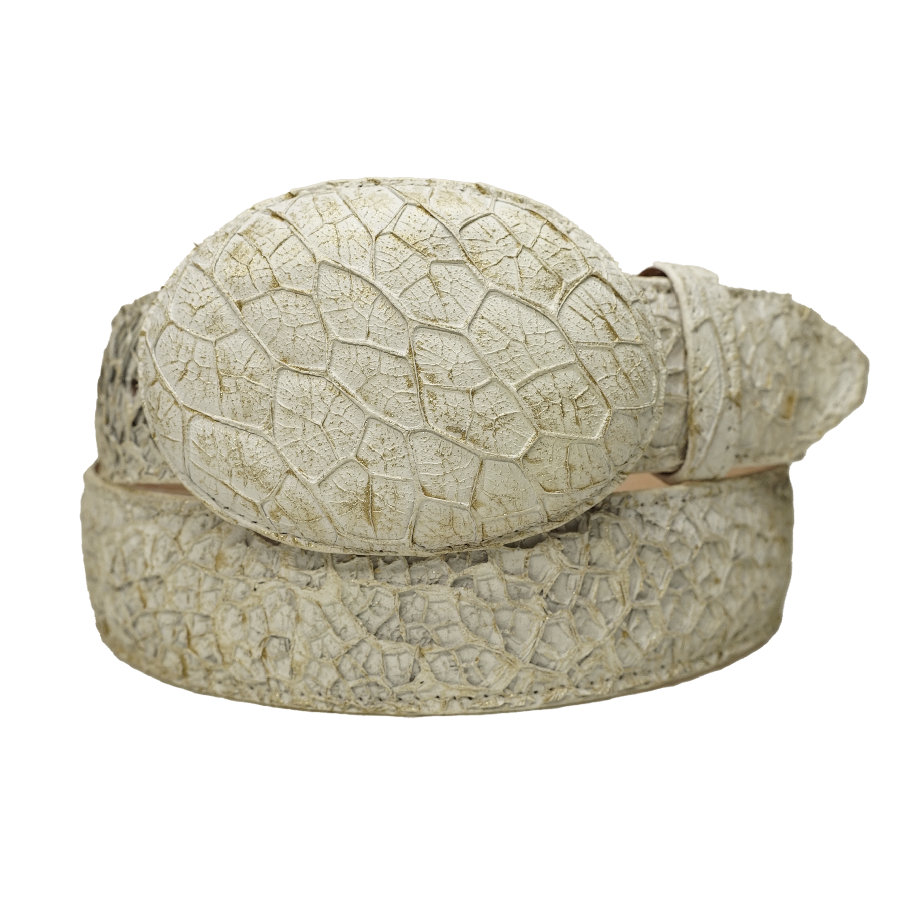 Los Altos Leather Bone White/Gold Fossil Pattern Belt