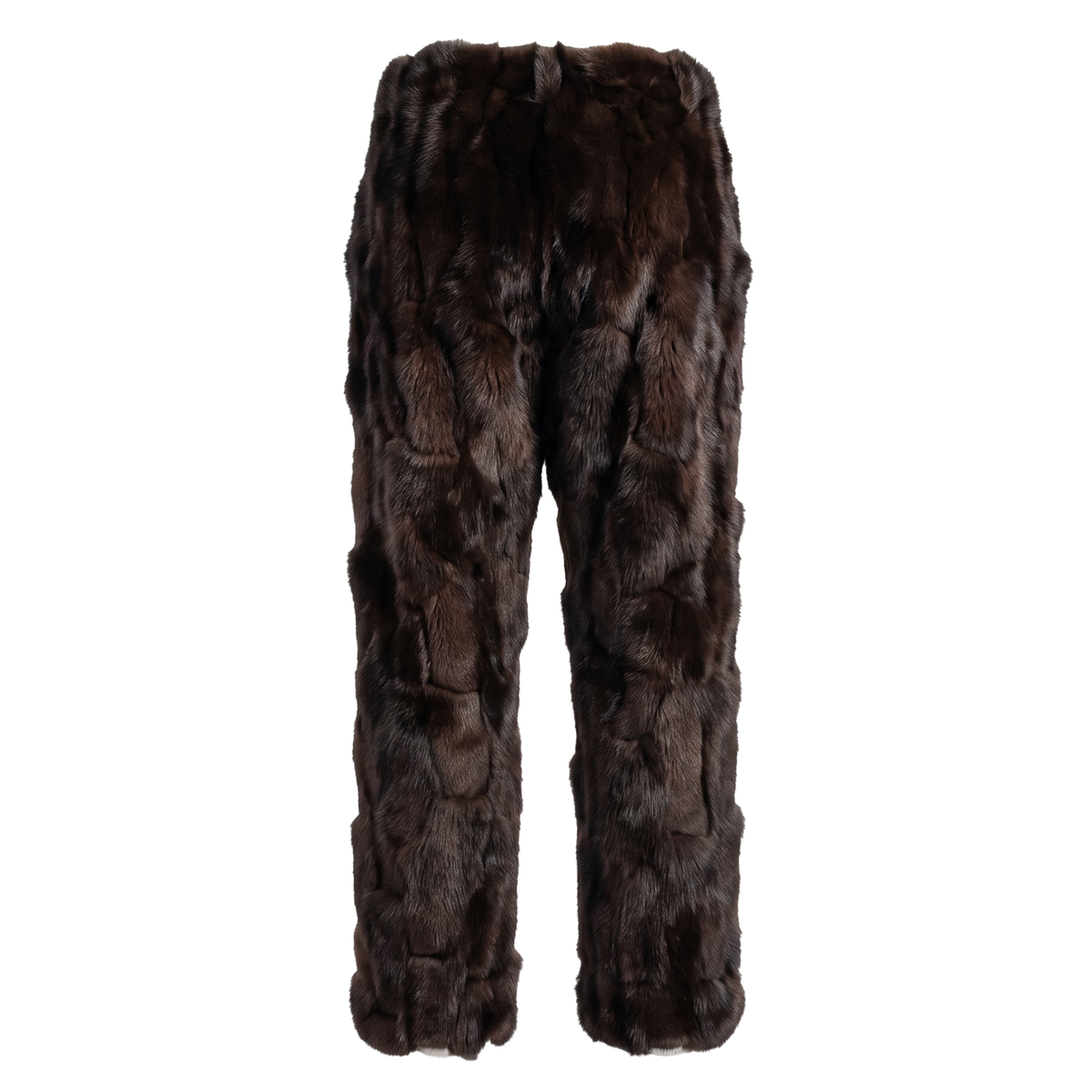 Kashani Men's Brown Diamond Cut Fox Fur Pants