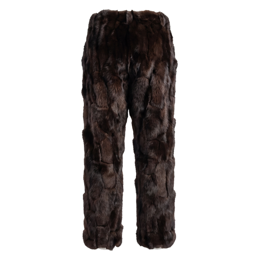 Kashani Men's Brown Diamond Cut Fox Fur Pants