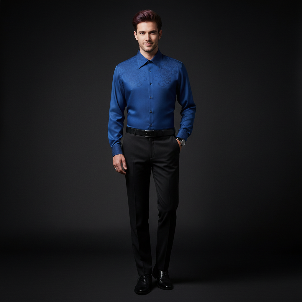 Rose Éclat Emboss Shirt DARK BLUE