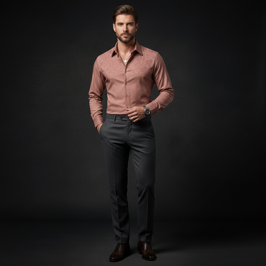 Rose Éclat Emboss Shirt DUSTY PINK