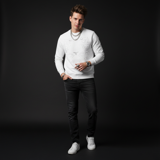 Barocco Midnight Roar sweatshirt WHITE