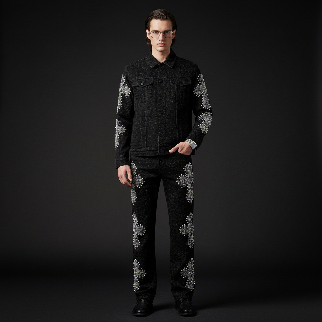 Sanctum Cross Denim Pant – Century Penthouse BLACK/SILVER