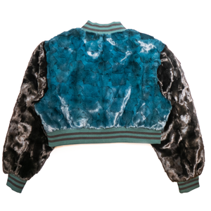 Kashani Women’s Eagles Diamond Cut Mink Cropped Bomber Jacket - Dudes Boutique