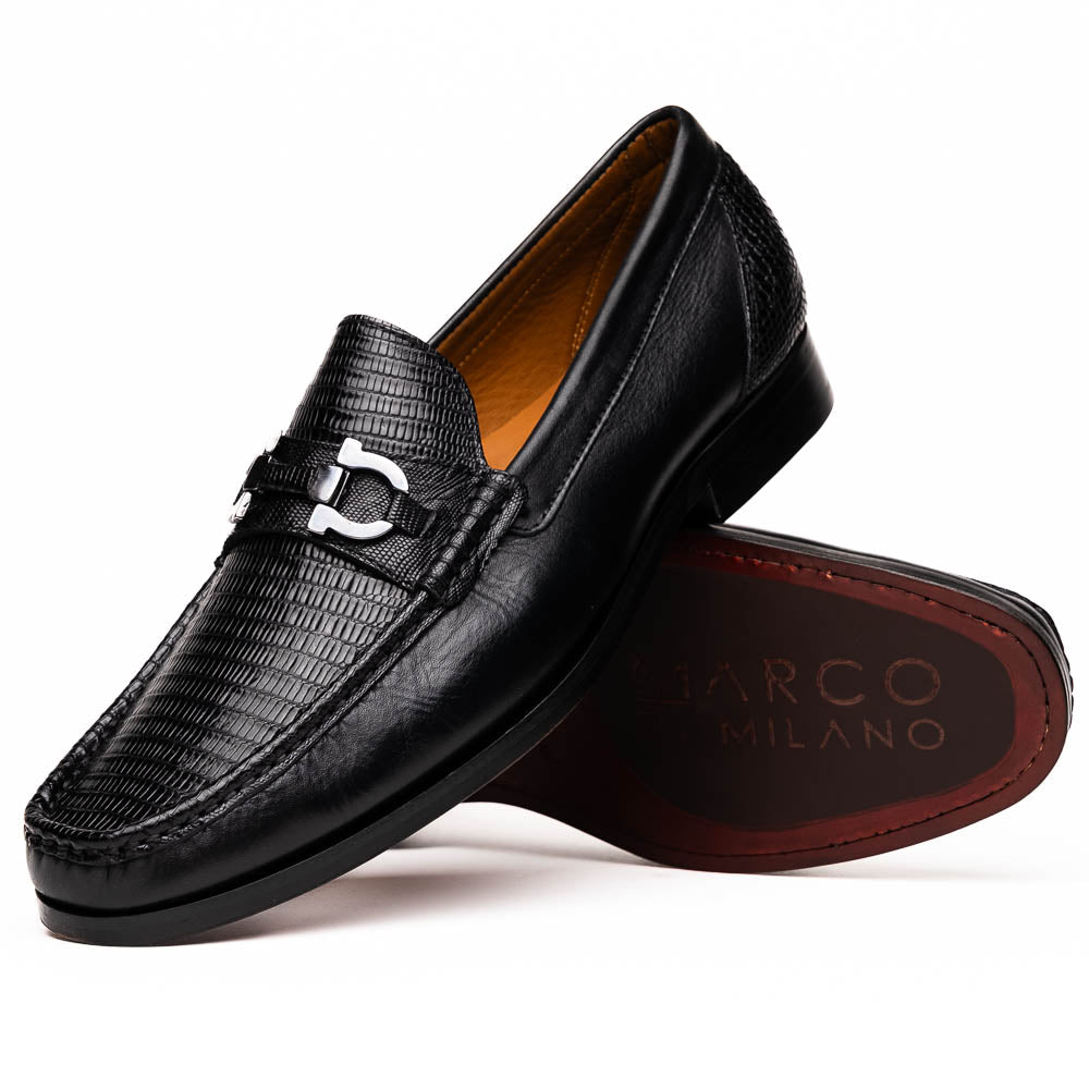 Marco Di Milano Enzo Black Lizard Bit Loafers - Dudes Boutique