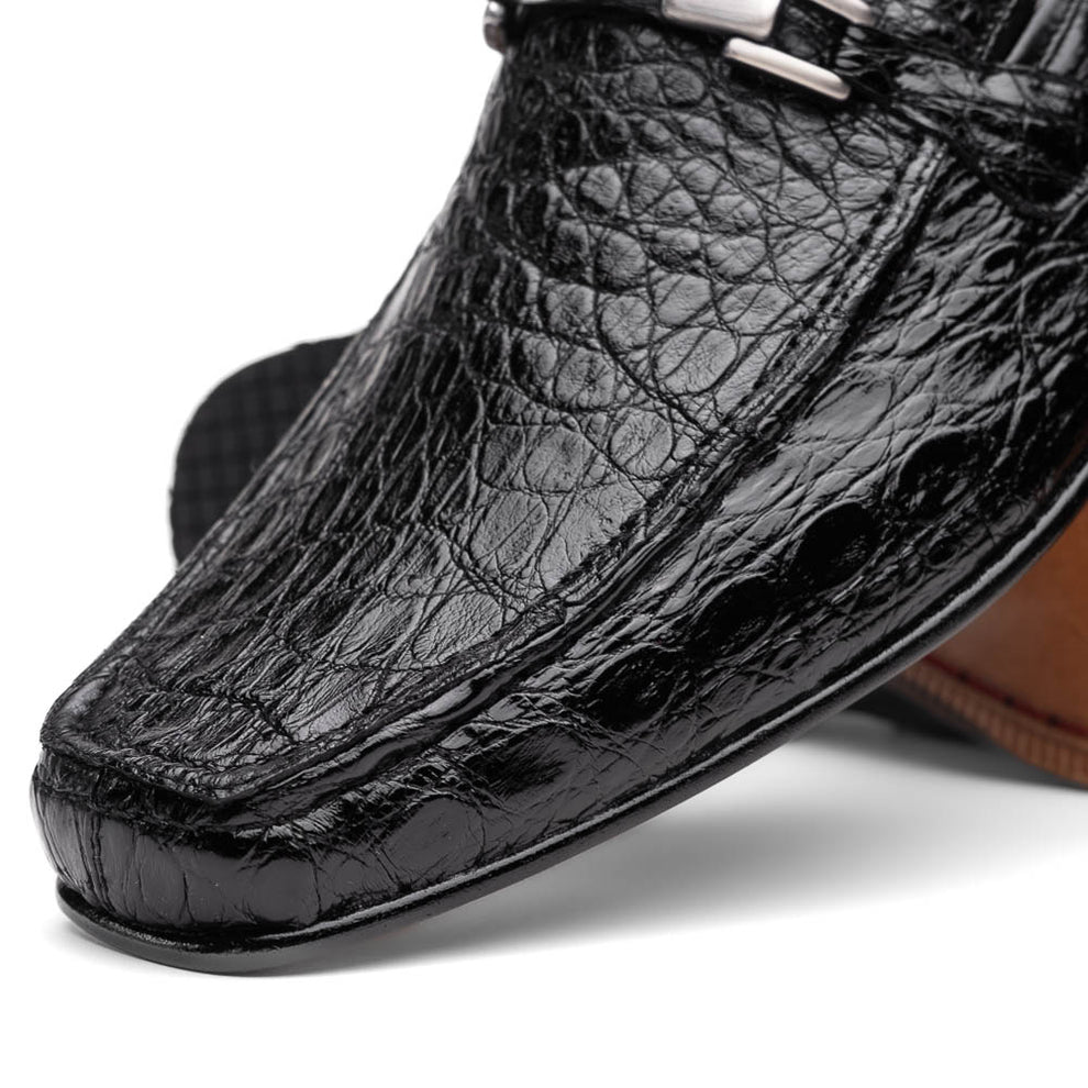 Marco Di Milano Fabro Black Caiman Crocodile Bit Loafers - Dudes Boutique