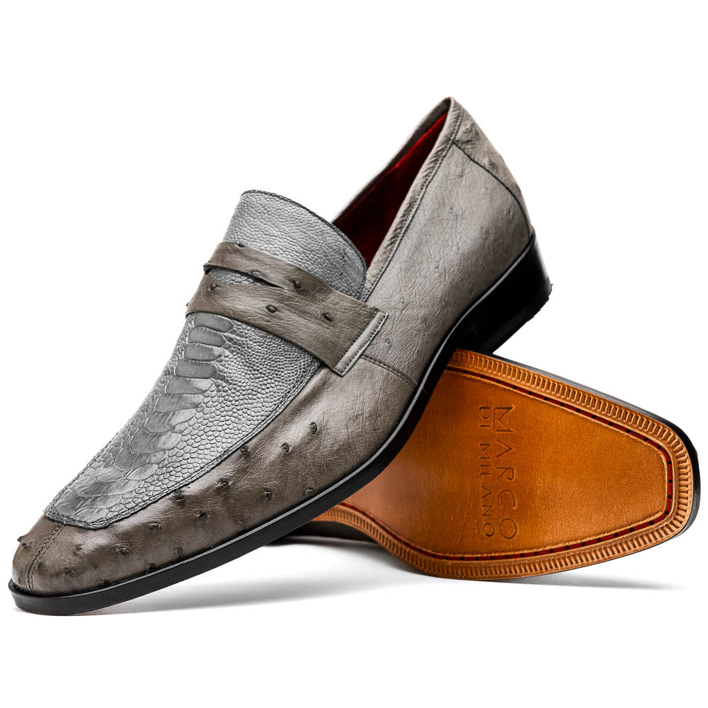 Marco Di Milano Fangio Gray Serpentine Ostrich Leg Dress Shoes - Dudes Boutique