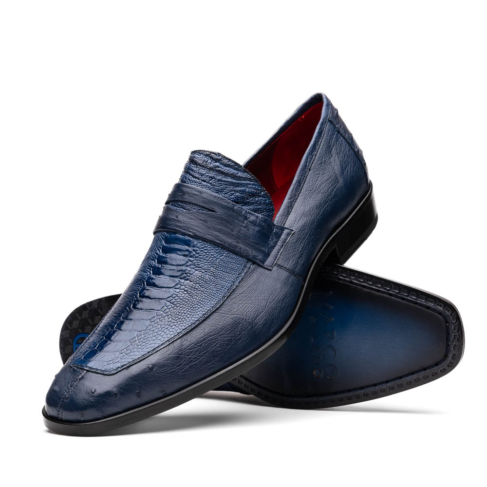 Marco Di Milano Fangio Denim Blue Ostrich Leg Dress Shoes - Dudes Boutique