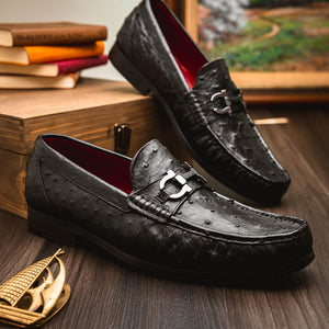 Marco Di Milano Ferrioni Black Ostrich Bit Loafers - Dudes Boutique