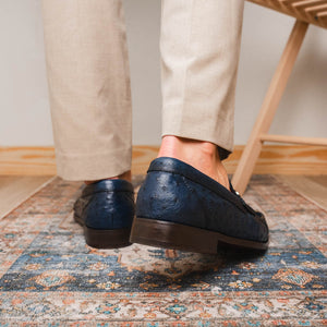 Marco Di Milano Ferrioni Navy Ostrich Bit Loafers - Dudes Boutique