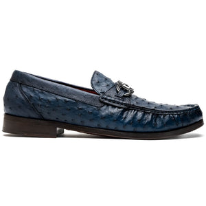 Marco Di Milano Ferrioni Navy Ostrich Bit Loafers - Dudes Boutique