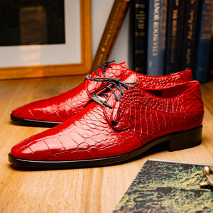 Marco Di Milano Fitipaldi Red Alligator Derby Dress Shoes - Dudes Boutique