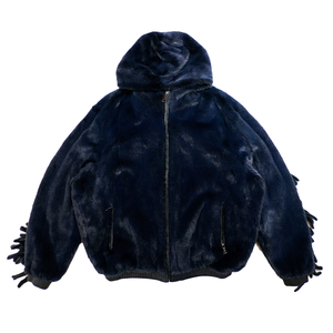 Kashani Men's Full Blue Mink Bomber Jacket with Fringes - Dudes Boutique