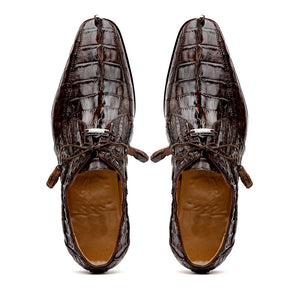 Marco Di Milano Cancun Brown Caiman Crocodile Tail Dress Shoes - Dudes Boutique