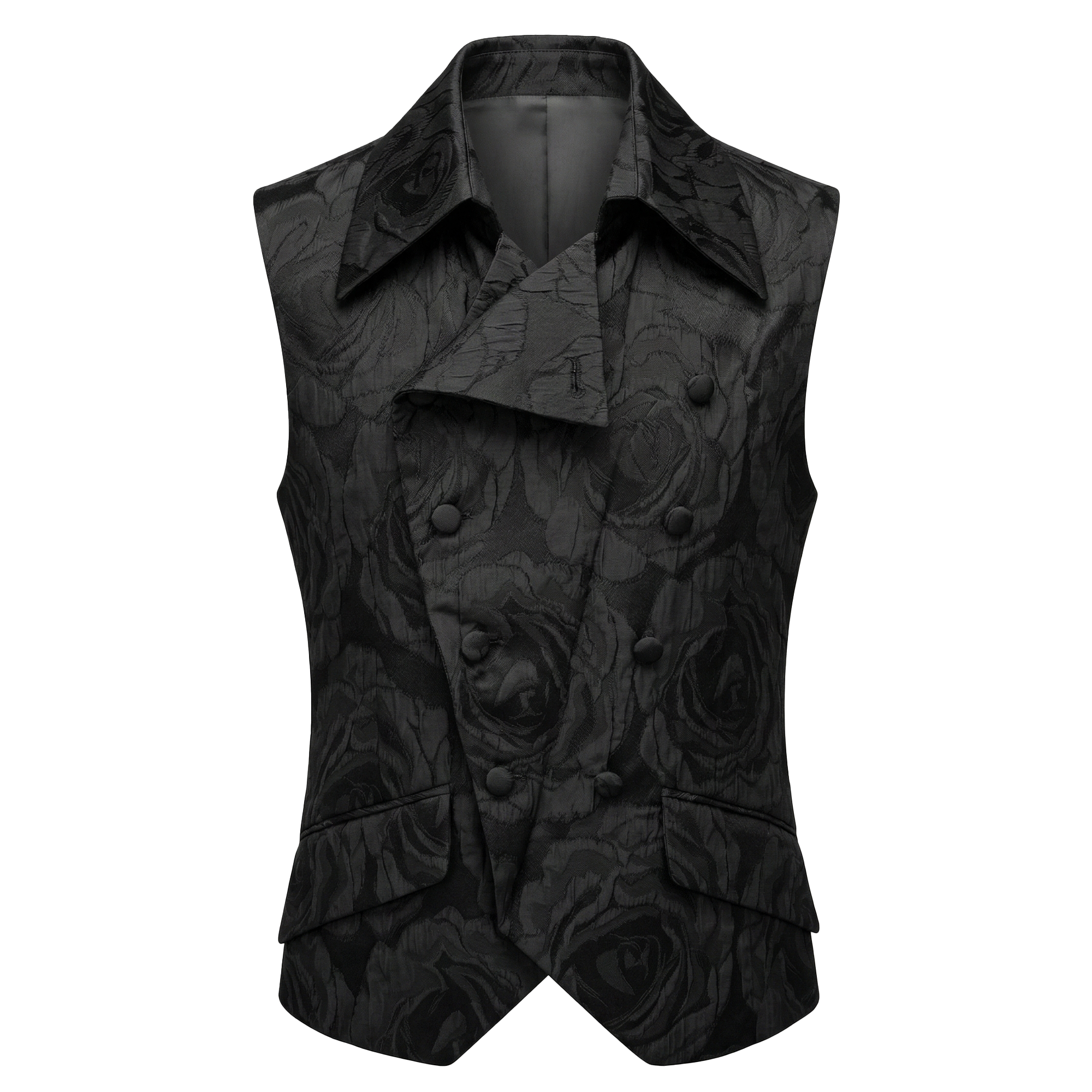 Angelino Black Garden Jacquard Vest