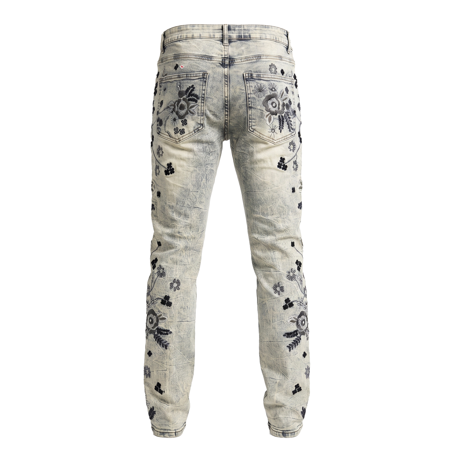 Waimea Floral Embroidered Acid Wash Jeans