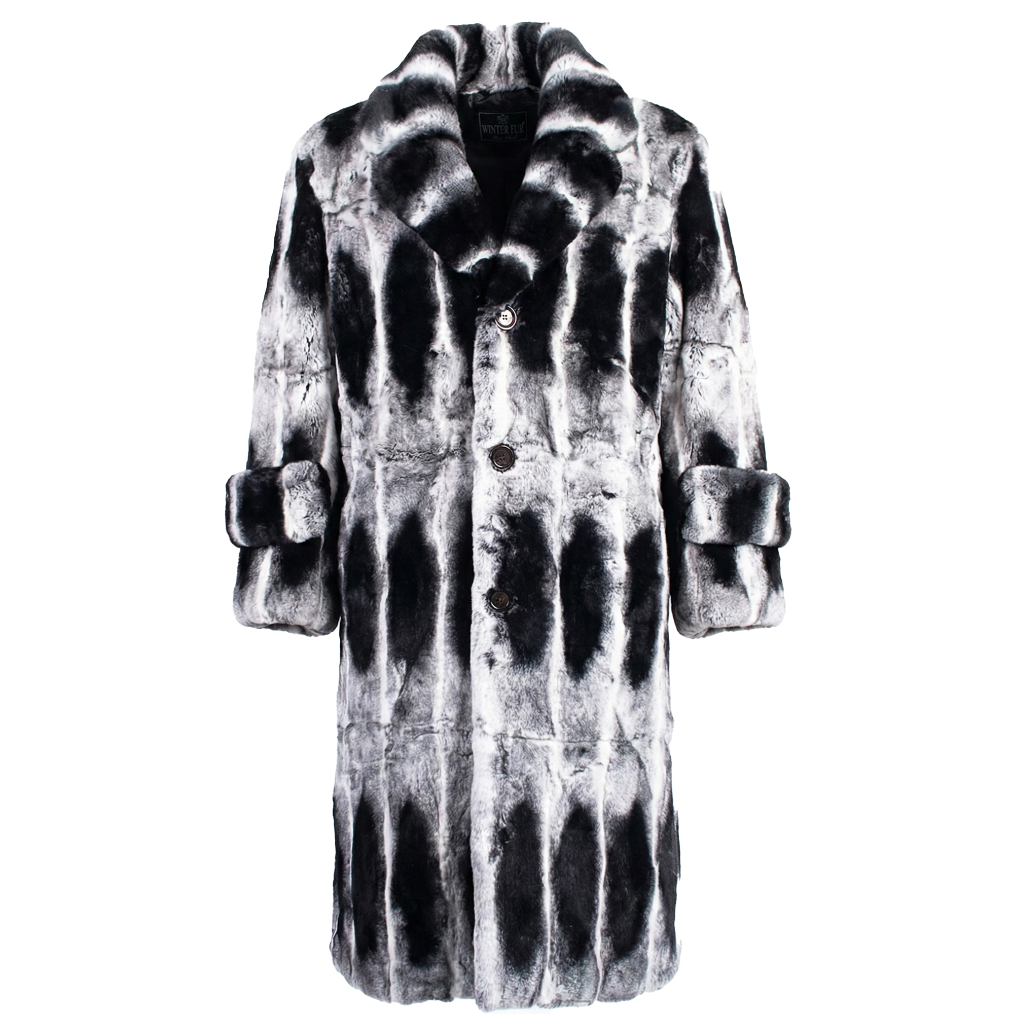 Kashani Men's Full Length Rex Rabbit Trench Fur Coat