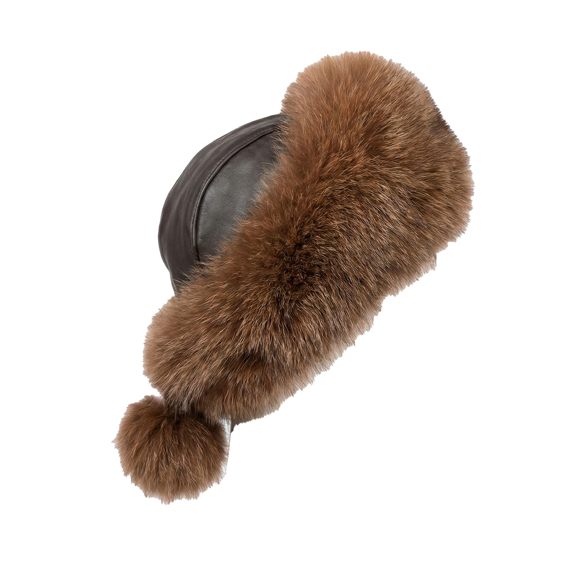 Kashani Women's Brown Fox Fur / Lambskin Skull Cap
