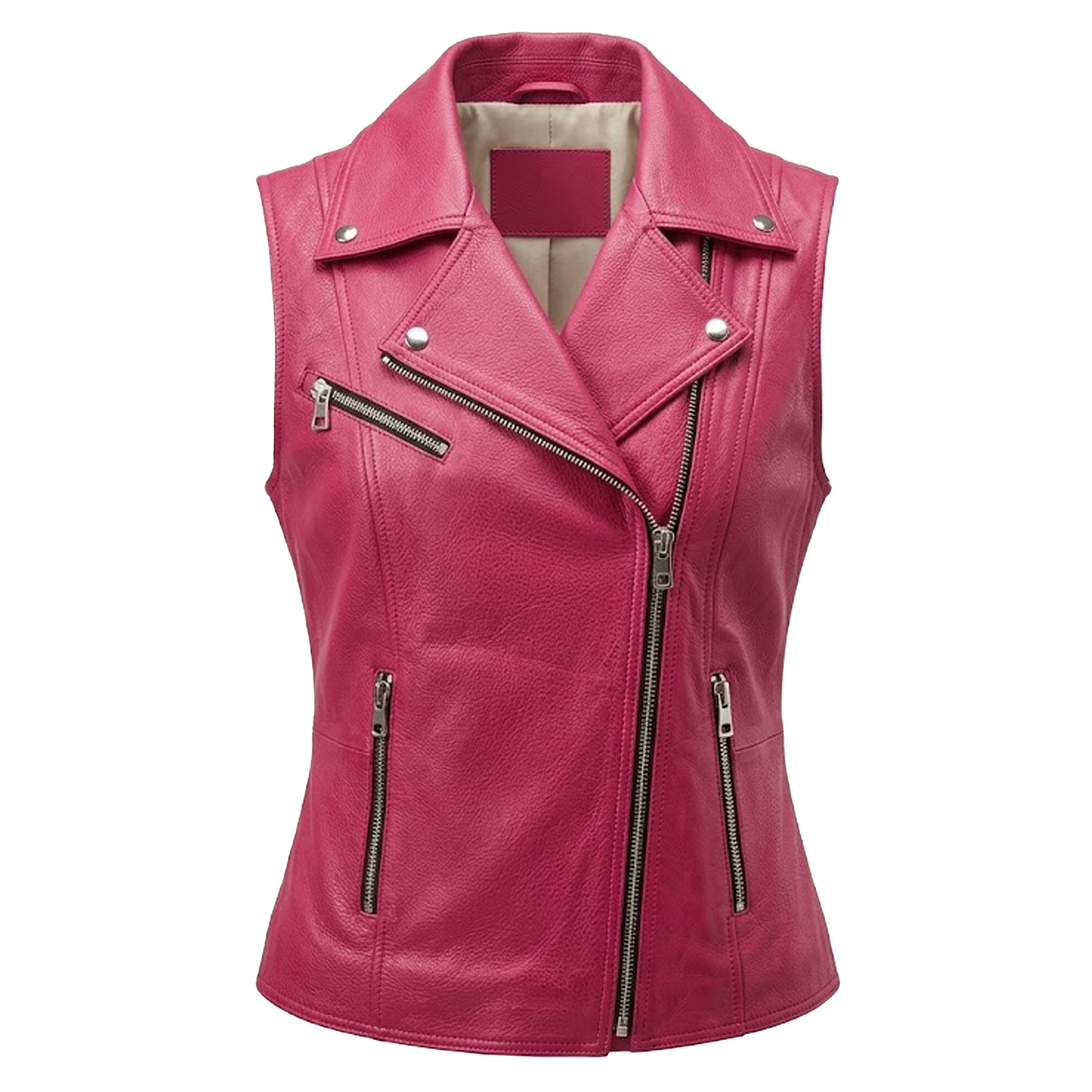 カフネ standocollar padded vest シャンドゥラローズ Kashani Women's Fushia Lambskin Leather Vest – Dudes Boutique
