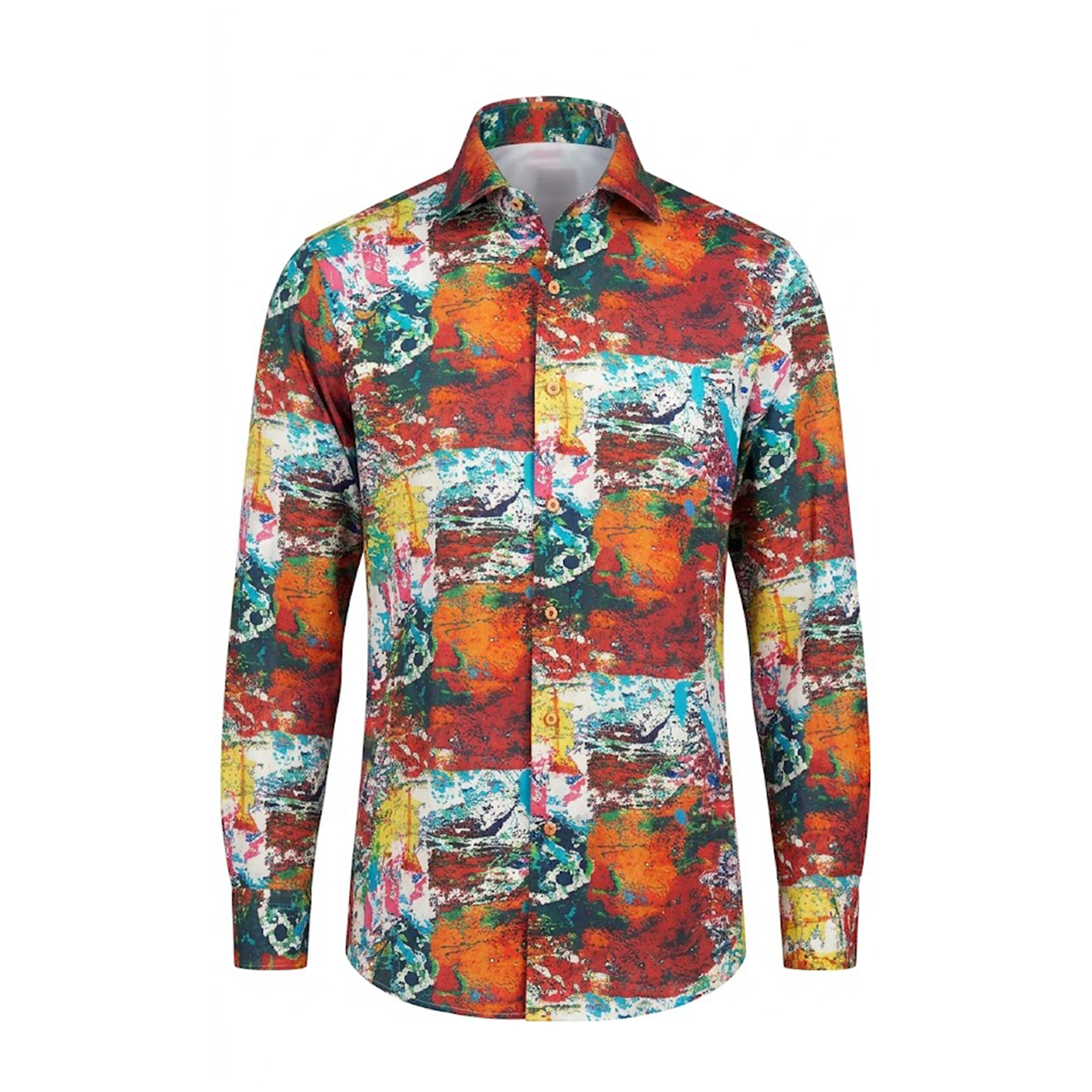 Leoni P608 Multi Color Paint Button Up Shirt