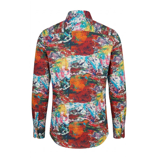Leoni P608 Multi Color Paint Button Up Shirt