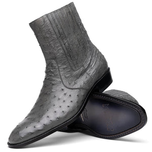 Marco Di Milano Giorgio Serpentine Grey Ostrich Quill Dress Boots - Dudes Boutique