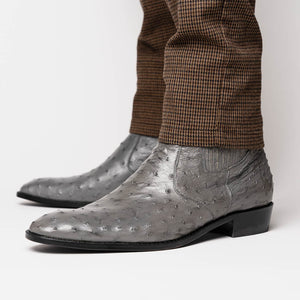 Marco Di Milano Giorgio Serpentine Grey Ostrich Quill Dress Boots - Dudes Boutique